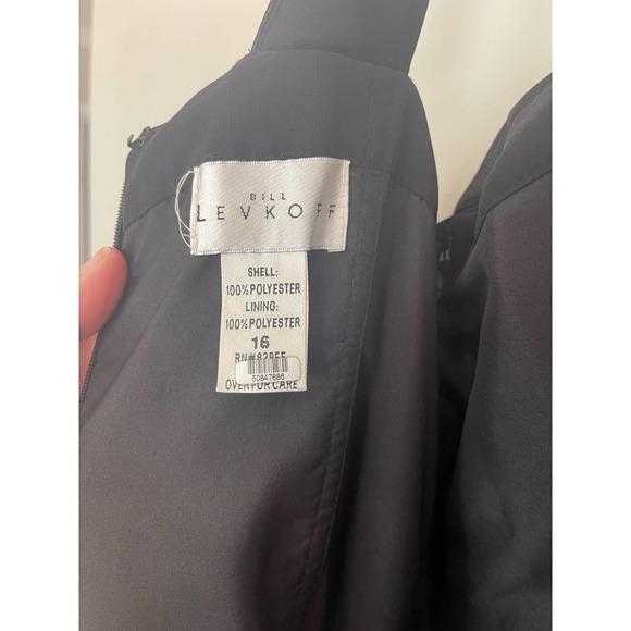 Bill Levkoff Leighton Formal Dress Black Chiffon Halter A-line Princess Size 16 - Picture 12 of 16